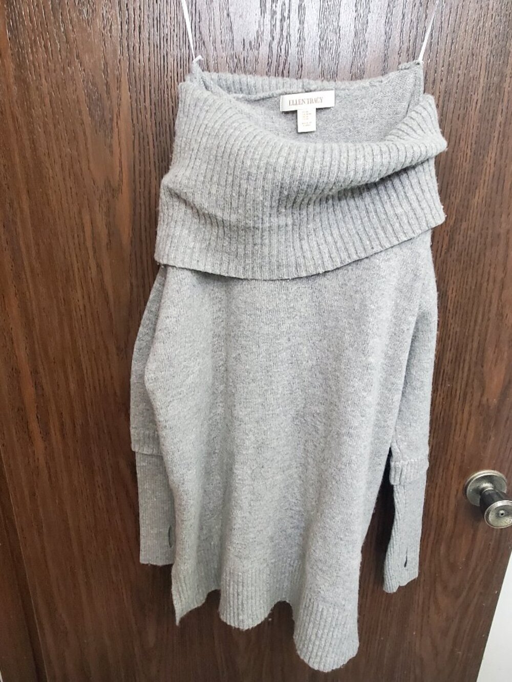Ellen Tracy Sweater Gray Wool Blend Size Medium